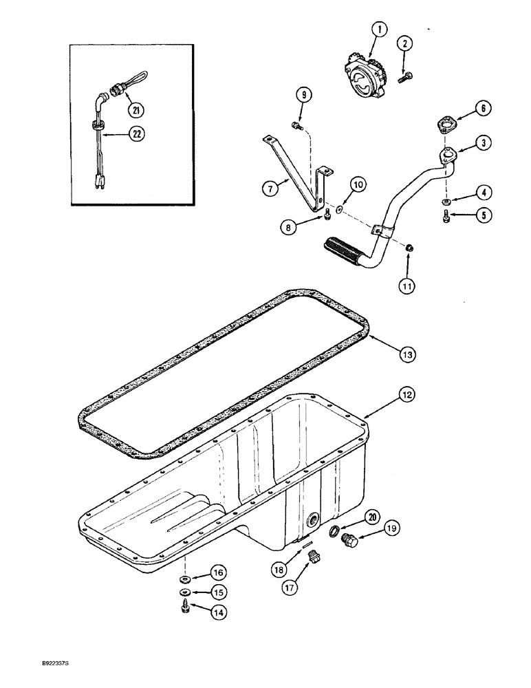 Схема запчастей Case 821B - (2-26) - OIL PUMP AND OIL PAN, 6T-830 ENGINE, PRIOR TO P.I.N. JEE0050601 (02) - ENGINE