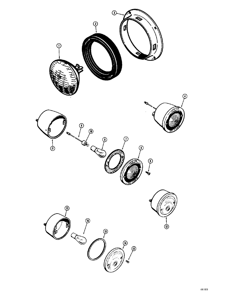 Схема запчастей Case W10C - (086) - A15932 FRONT AND REAR LIGHTS (04) - ELECTRICAL SYSTEMS