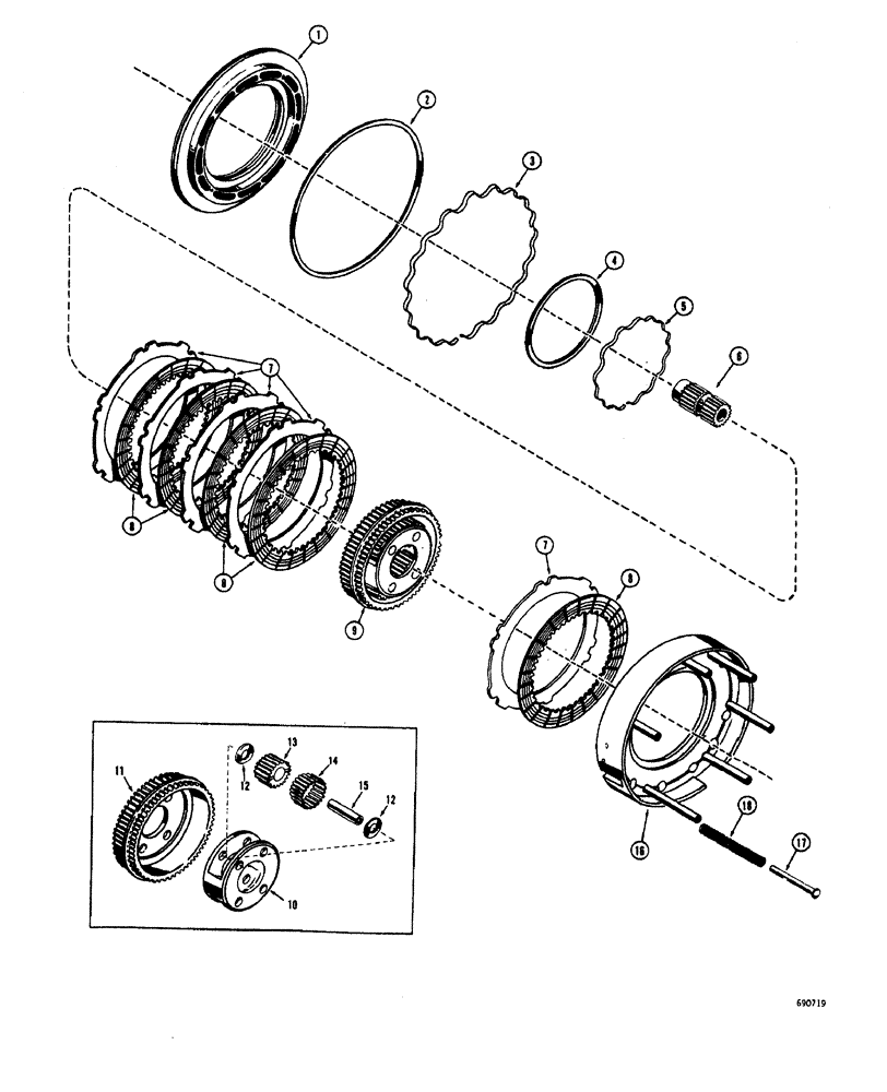 Схема запчастей Case W20 - (112) - L46456 TRANS. REVERSE CLUTCH AND PLANETARY BEFORE TRANSMISSION S.N. 35042 (06) - POWER TRAIN