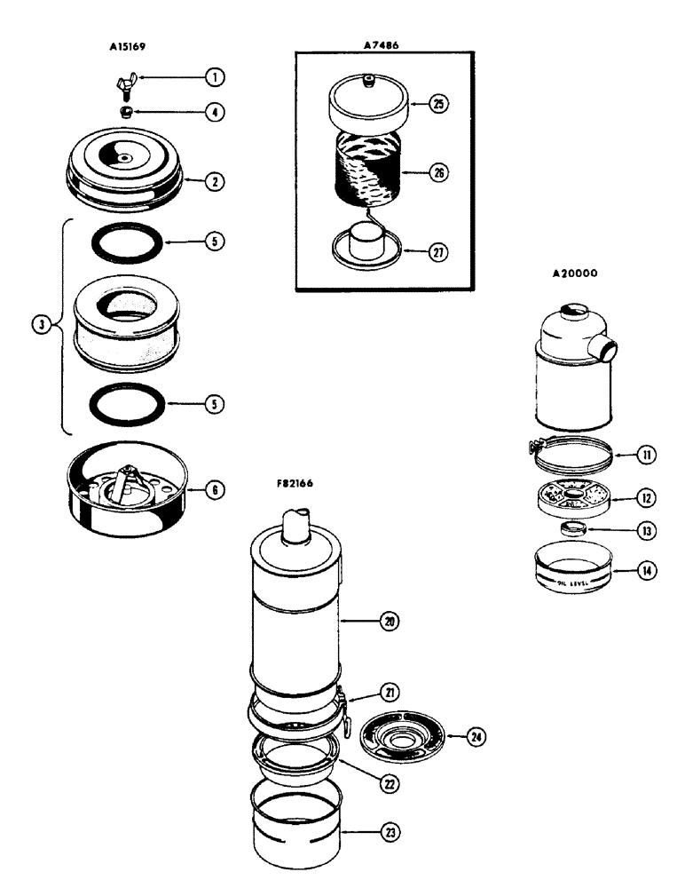 Схема запчастей Case W5A - (042) - A15169 DRY AIR FILTER, 188 DIESEL AND SPARK IGNITION (02) - ENGINE