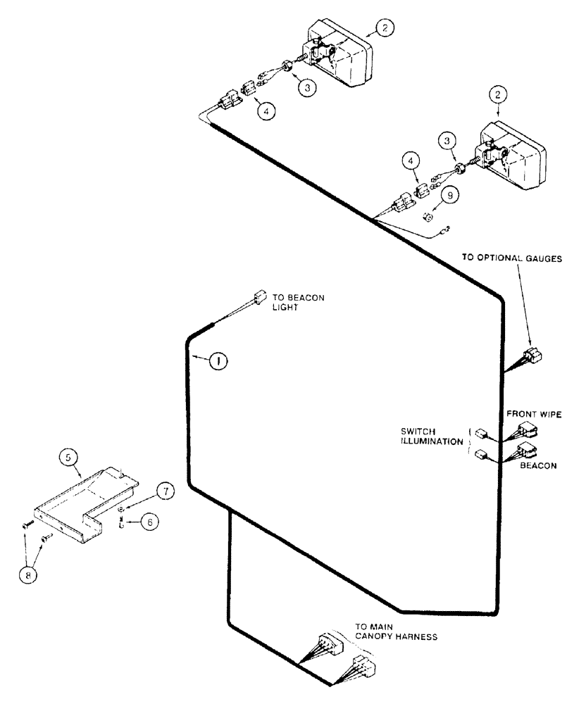 Схема запчастей Case 921B - (4-012) - CANOPY ROOF HARNESS (04) - ELECTRICAL SYSTEMS