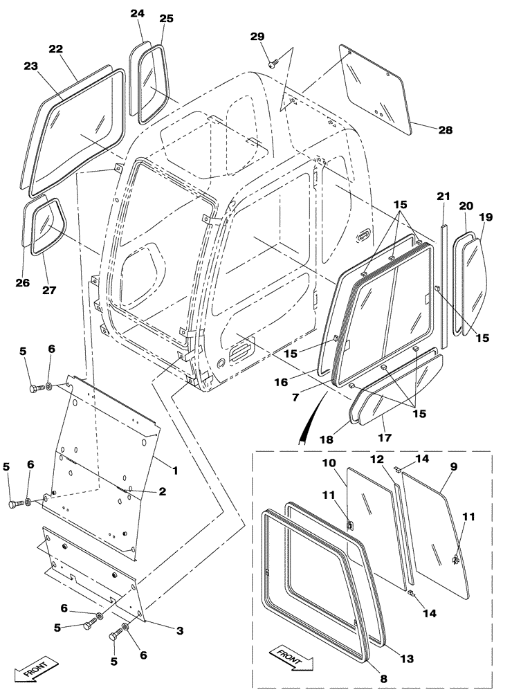 Схема запчастей Case CX350 - (09-093-10[01]) - CAB GUARD - ANTI-VANDALISM - POLYCARBONATE WINDOW GLASSES (09) - CHASSIS