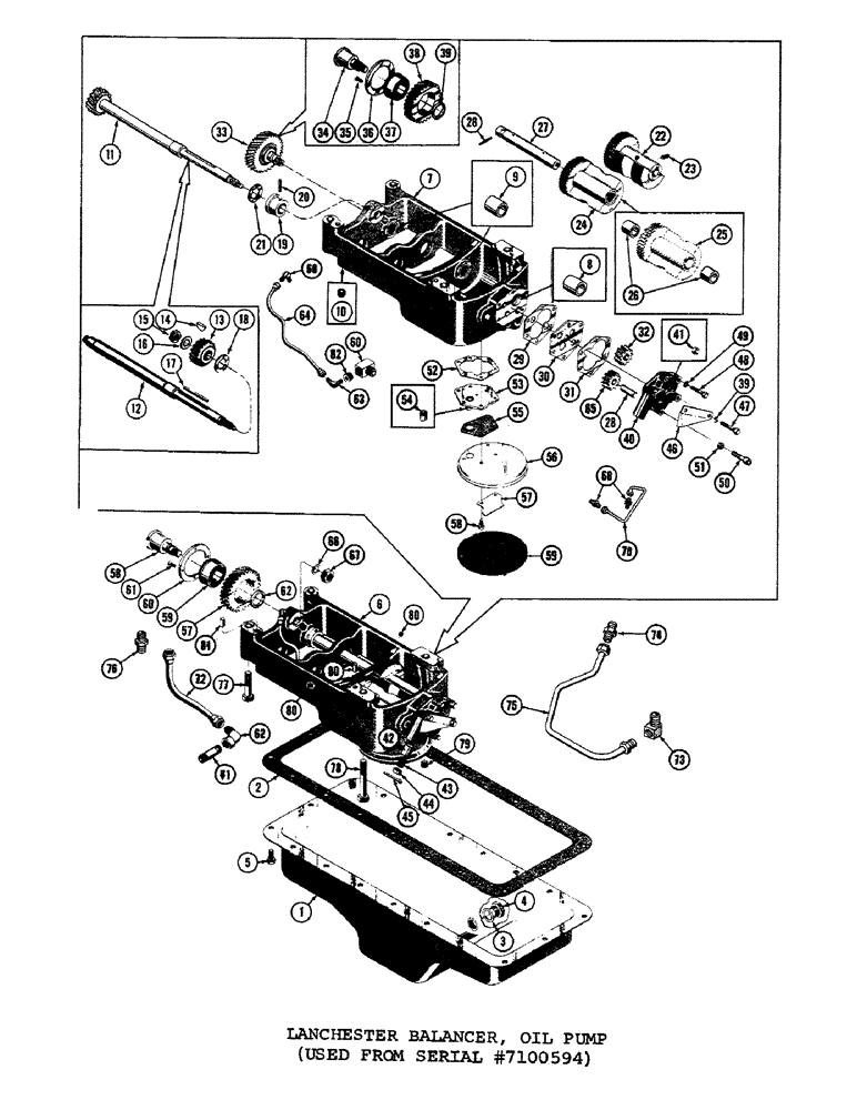 Схема запчастей Case 1000C - (030) - LANCHESTER BALANCER, OIL PUMP, USED FROM SERIAL NUMBER 7100594 (01) - ENGINE