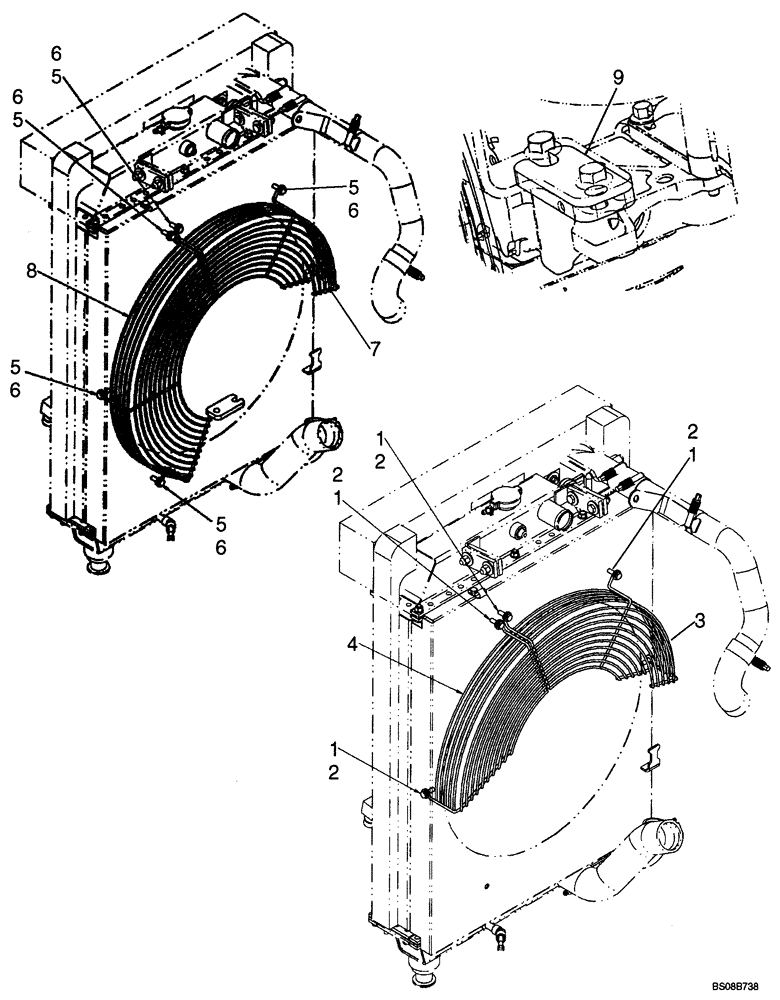 Схема запчастей Case 750L - (02-03A) - RADIATOR - FAN GUARDS (02) - ENGINE