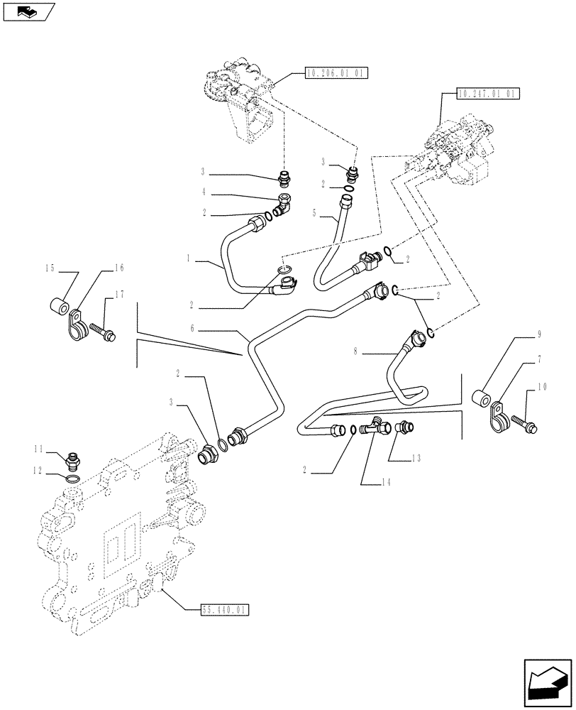 Схема запчастей Case F2CE9684C E017 - (10.218.01 02) - FUEL LINES & RELATED PARTS (504192460) (01) - ENGINE