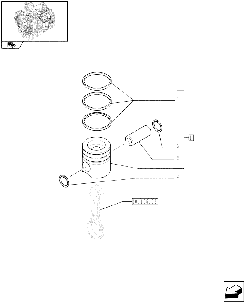 Схема запчастей Case F4DFE613G A004 - (10.105.01) - PISTON - ENGINE (10) - ENGINE