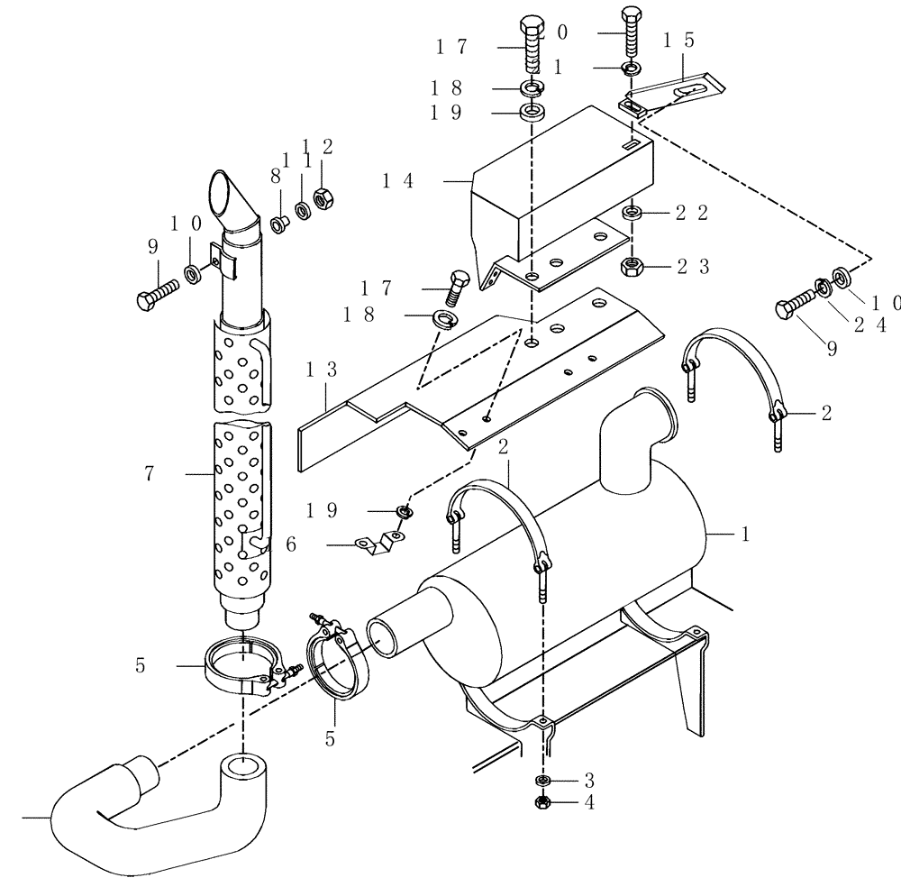 Схема запчастей Case 330 - (08A00010624[01]) - EXHAUST MANIFOLD - 300 HP ENGINE VERSION (01) - ENGINE