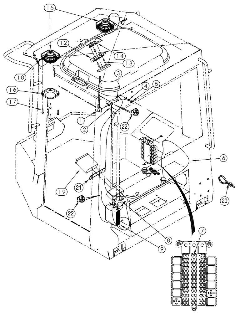 Схема запчастей Case 621D - (04-34) - RADIO - MOUNTING, REMOTE RADIO SYSTEM, 24 V (04) - ELECTRICAL SYSTEMS