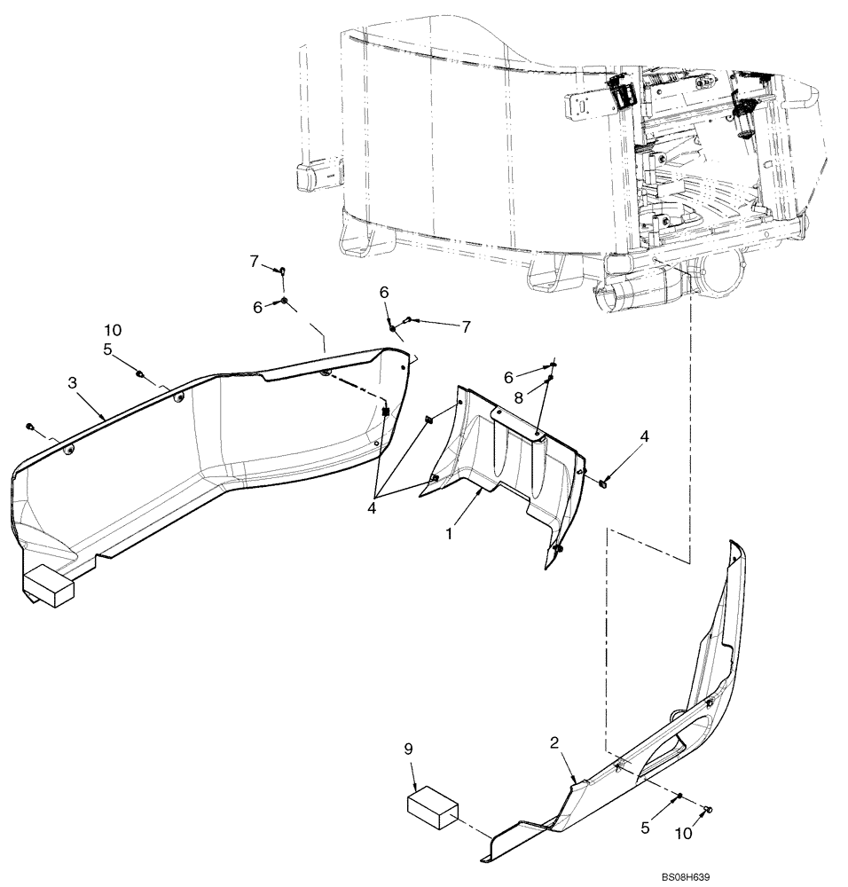 Схема запчастей Case 621E - (09-28) - COVERS - CAB AND CANOPY, LOWER (09) - CHASSIS