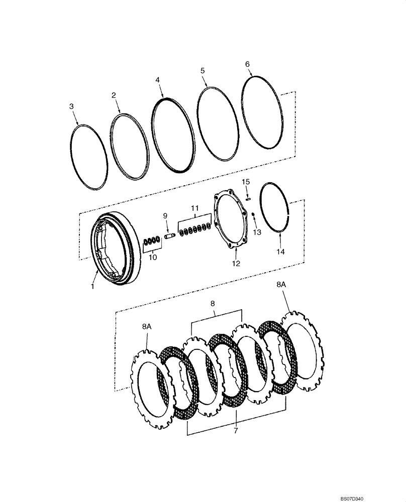 Схема запчастей Case 621E - (06-55) - AXLE, REAR - BRAKE - PRIOR TO P.I.N. N8F203848 (06) - POWER TRAIN