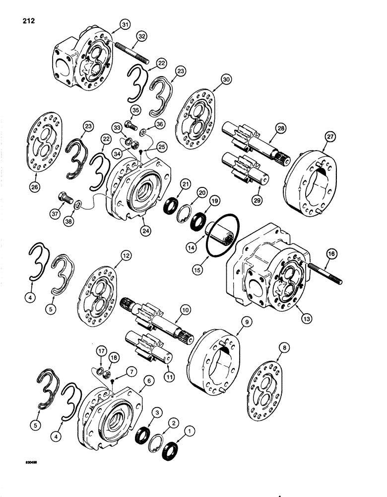 Схема запчастей Case 1080 - (212) - S61673 HYDRAULIC PUMP, USED WITH DETROIT DIESEL ENGINE (35) - HYDRAULIC SYSTEMS