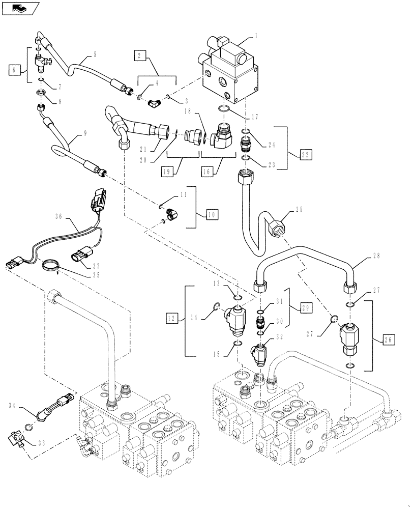 Схема запчастей Case 621D - (08-09) - HYDRAULICS - RIDE CONTROL (08) - HYDRAULICS