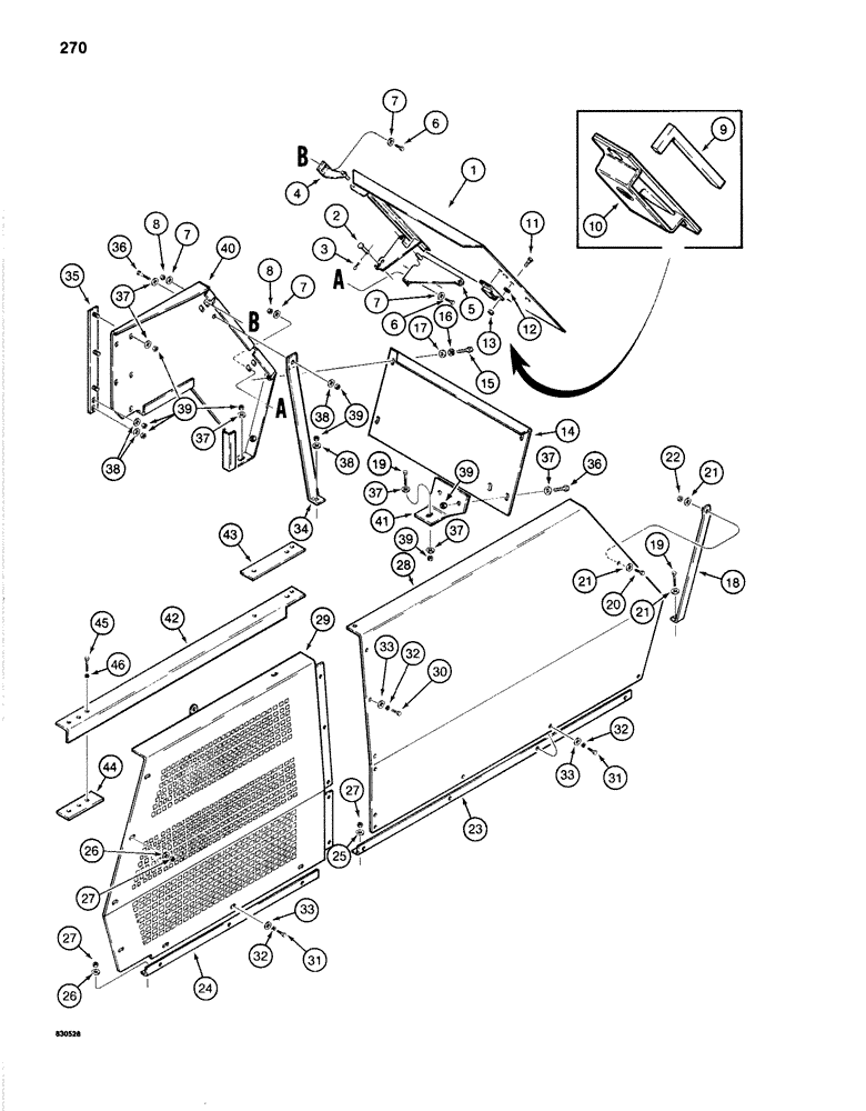 Схема запчастей Case 1280B - (270) - RIGHT-HAND SIDE PANELS (09) - CHASSIS/ATTACHMENTS