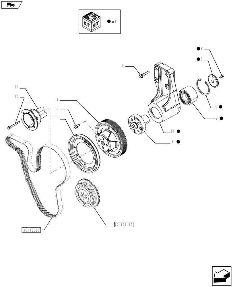 Схема запчастей Case F4HFE613R A003 - (10.414.01) - FAN DRIVE (504243628 - 504226781 - 504243503) ENGINE COMPONENTS