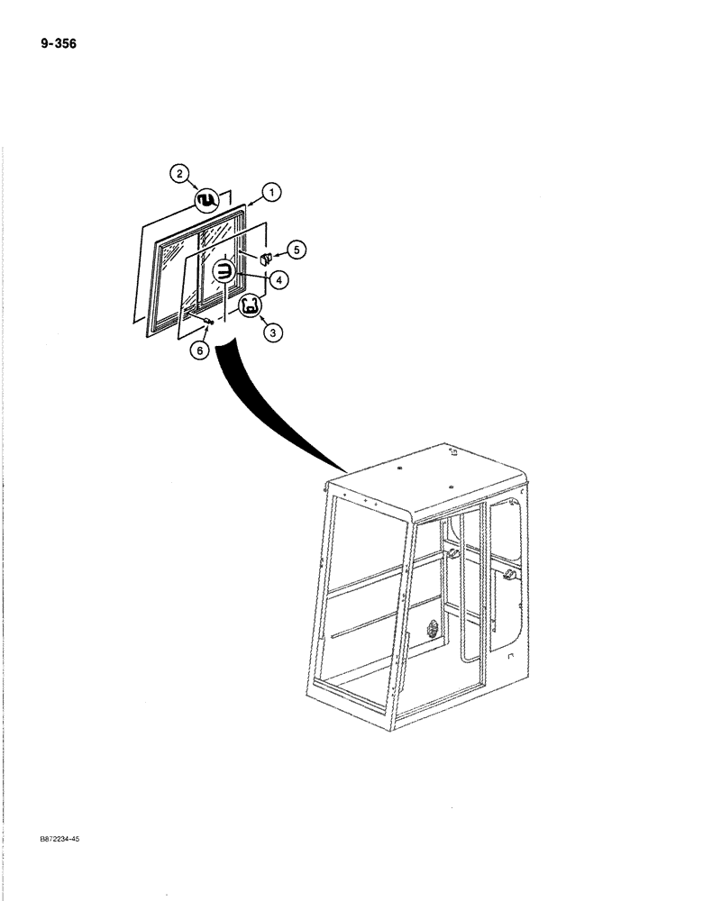 Схема запчастей Case 170B - (9-356) - CAB, OPTIONAL SLIDING WINDOW (09) - CHASSIS