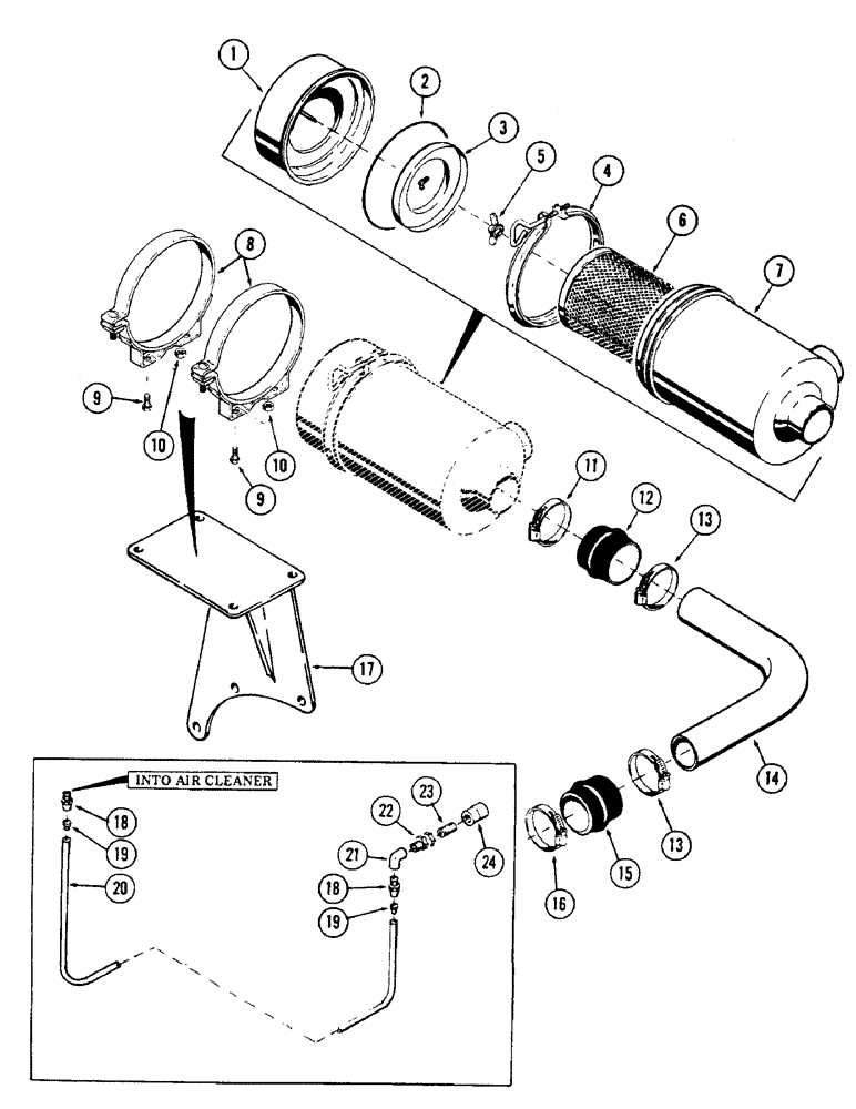 Схема запчастей Case 50 - (048) - AIR CLEANER & ATTACHING PARTS FOR: CASE 504BDT DIESEL ENGINE,(USED ON UNITS W/ SN. 6280345 & AFTER) (10) - ENGINE