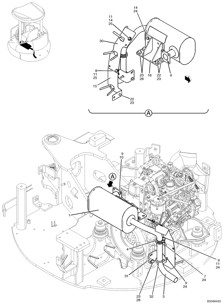 Схема запчастей Case CX27B BTW - (01-010) - MUFFLER ASSY (PV12P00003F1) (10) - ENGINE