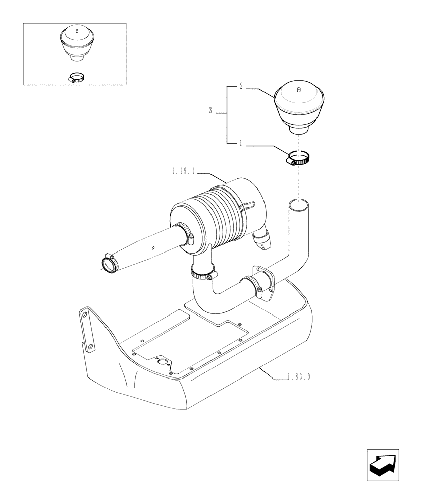 Схема запчастей Case TX1055 - (9.09101[01]) - CYCLONE PRE-FILTER - OPTIONAL CODE 749142001 (10) - ENGINE