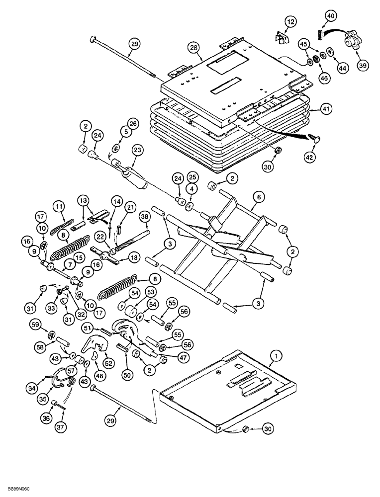 Схема запчастей Case 650G - (9-44) - SUSPENSION SEAT ASSEMBLY (09) - CHASSIS/ATTACHMENTS