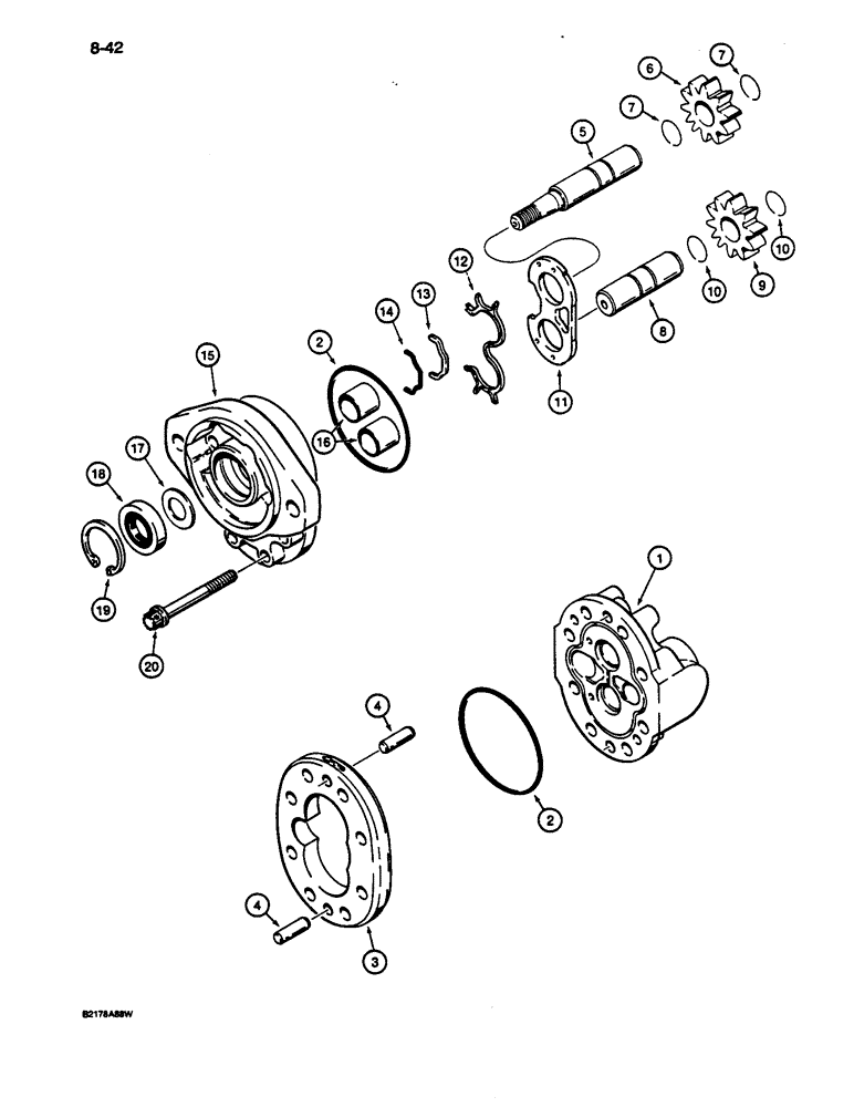 Схема запчастей Case 1187C - (8-42) - EQUIPMENT PUMP, USED WITH CONTROL CIRCUITS (08) - HYDRAULICS