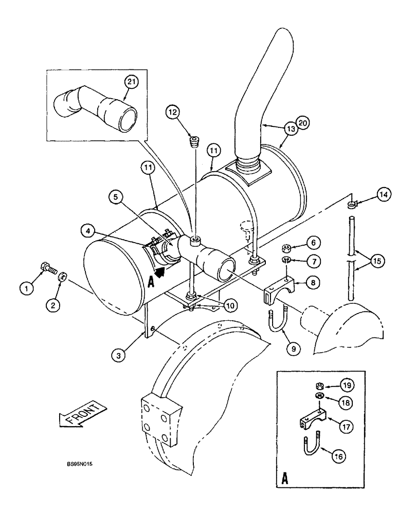 Схема запчастей Case 9010 - (2-08) - MUFFLER AND EXHAUST SYSTEM (02) - ENGINE