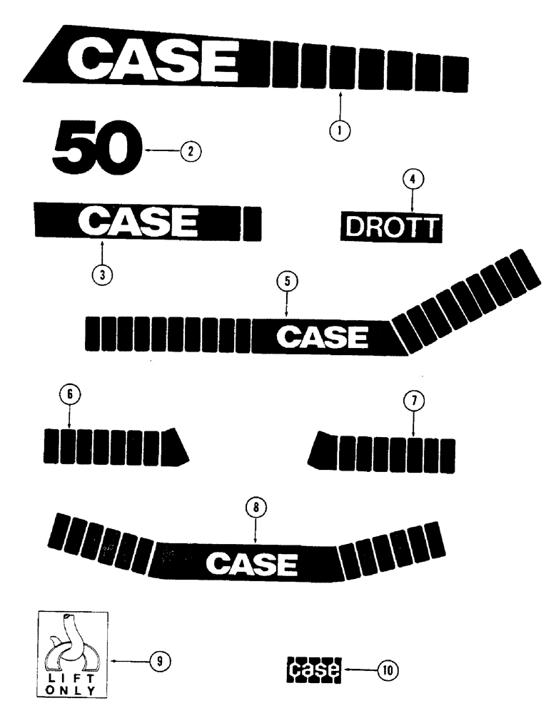 Схема запчастей Case 50 - (303A) - DECALS, (USED ON EXPORTED UNITS), (S/N 6279926 AND AFTER) (90) - PLATFORM, CAB, BODYWORK AND DECALS