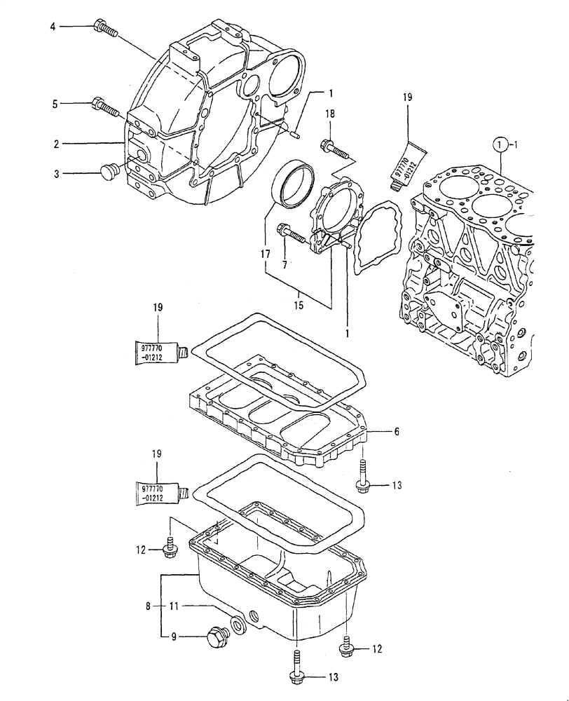 Схема запчастей Case CX22B - (ENGINE-03[01]) - FLYWHEEL HOUSING & OIL SUMP (10) - ENGINE