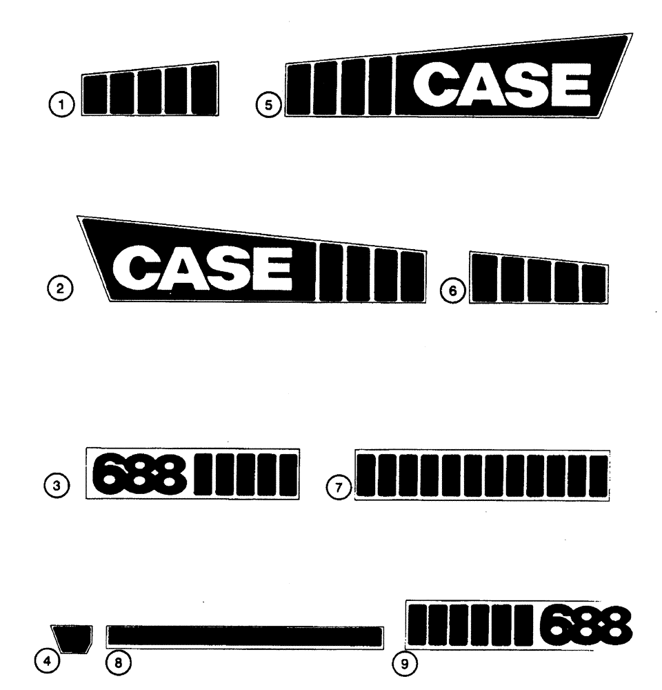 Схема запчастей Case 688 - (9-106) - DECALS (09) - CHASSIS