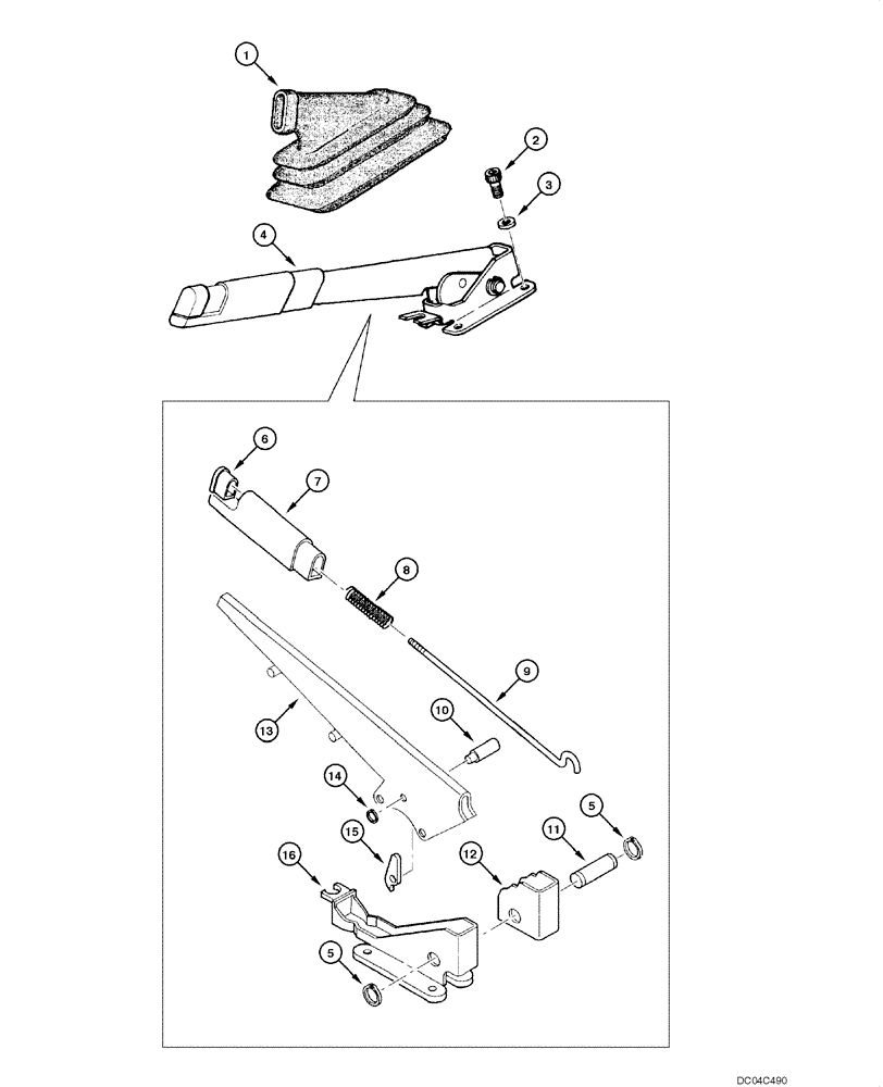 Схема запчастей Case 845 - (07.02[00]) - PARKING BRAKE ACTUATING LEVER (07) - BRAKES