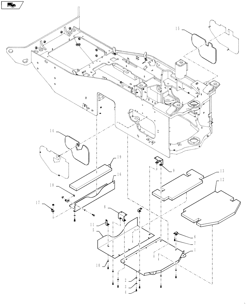 Схема запчастей Case 1121F - (39.125.03) - SOUND PANEL NO AXLE COOLER (39) - FRAMES AND BALLASTING