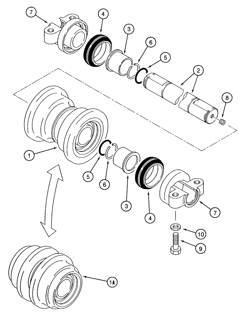 Схема запчастей Case 9060 - (5-14) - TRACK ROLLERS, MANUFACTURED BY SUMITOMO (11) - TRACKS/STEERING