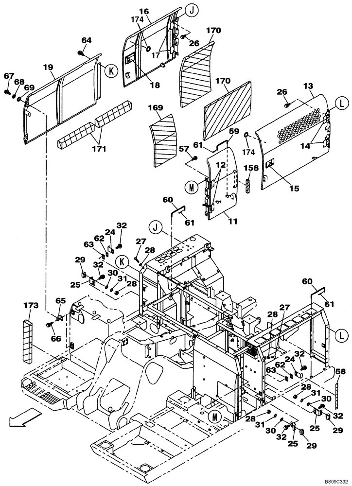 Схема запчастей Case CX210B - (09-06) - ACCESS DOOR - INSULATION (09) - CHASSIS/ATTACHMENTS