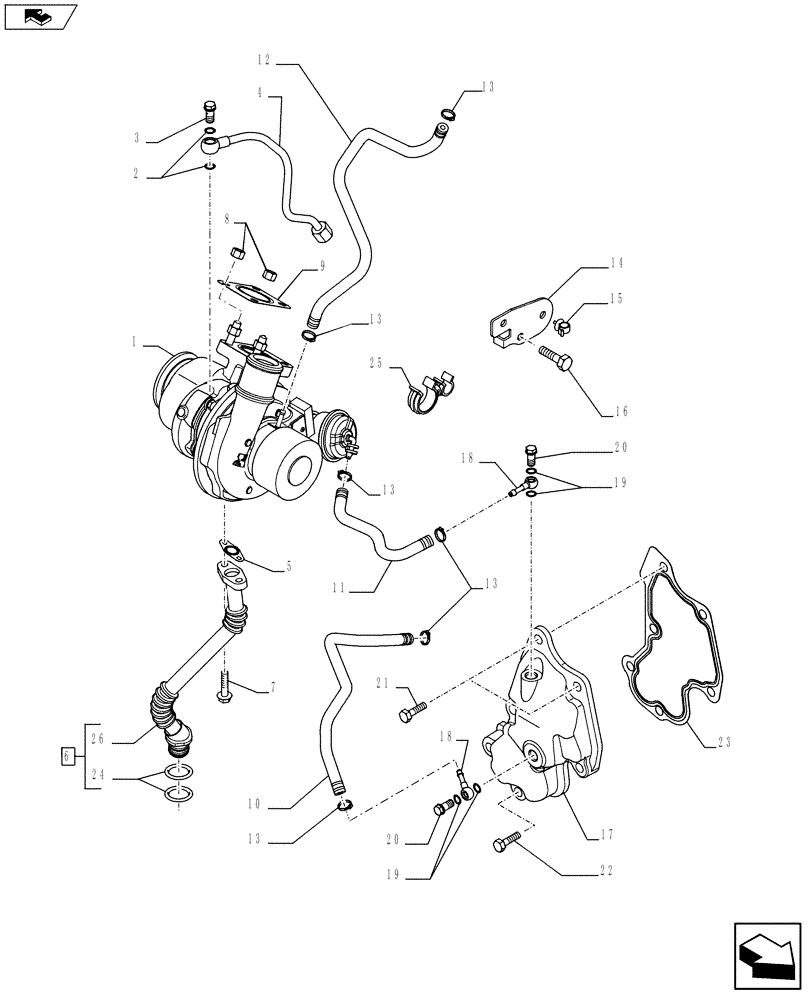 Схема запчастей Case F5HFL413B A001 - (10.250.01) - TURBOCHARGING (5801511064) (10) - ENGINE