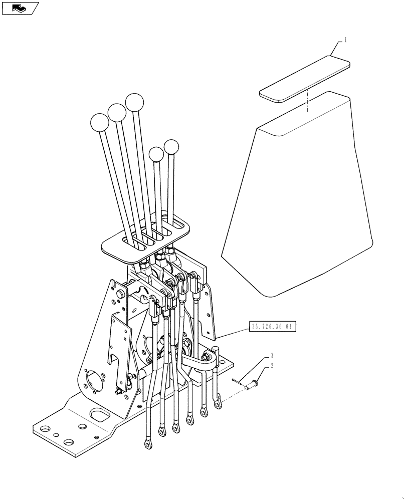 Схема запчастей Case 580SN WT - (35.726.36[02]) - CONTROL - BACKHOE, WITH FOOT SWING (WITHOUT EXTENDABLE DIPPER) (35) - HYDRAULIC SYSTEMS