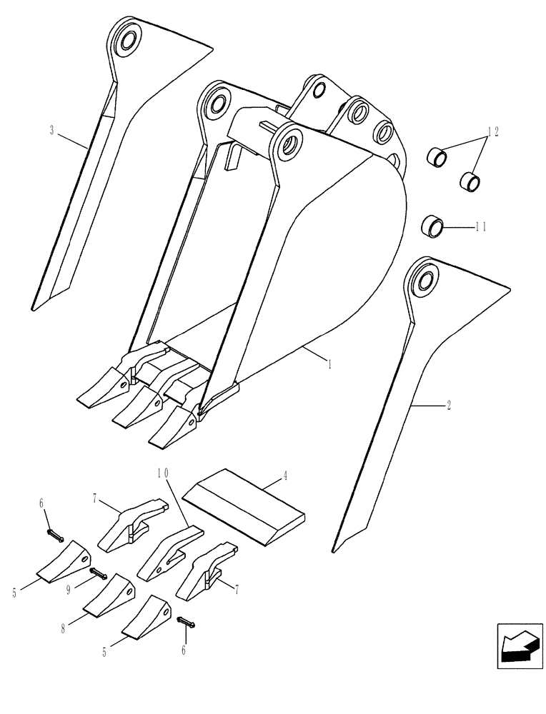 Схема запчастей Case 580SM - (84.100.01[01]) - BUCKET, UNIVERSAL BACKHOE (305 MM (12 INCH) WIDE) (84) - BOOMS, DIPPERS & BUCKETS