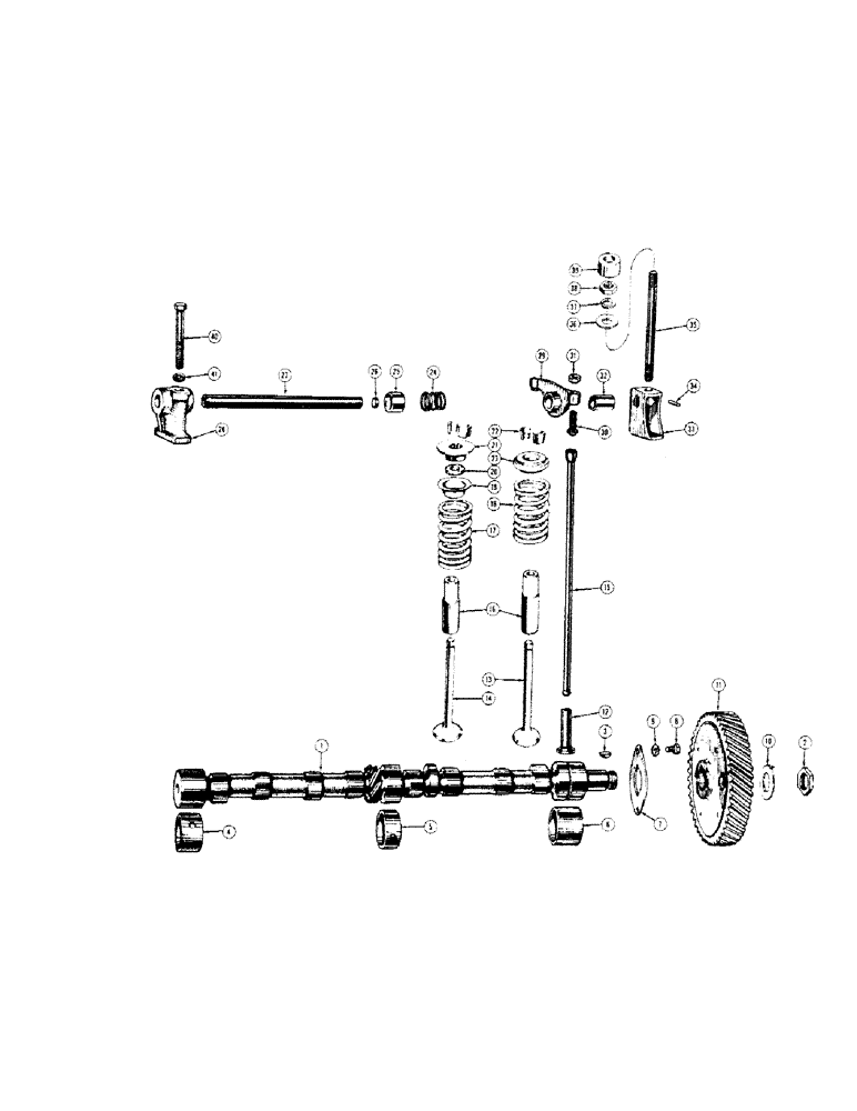 Схема запчастей Case 310 - (016) - CAMSHAFT, VALVES, PUSH RODS, AND GUIDES (01) - ENGINE