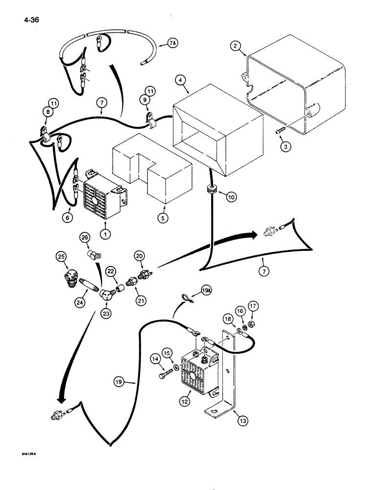 Схема запчастей Case 855D - (4-36) - BACKUP ALARM (04) - ELECTRICAL SYSTEMS