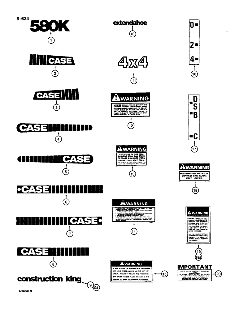 Схема запчастей Case 580K - (09-634) - DECALS (09) - CHASSIS/ATTACHMENTS