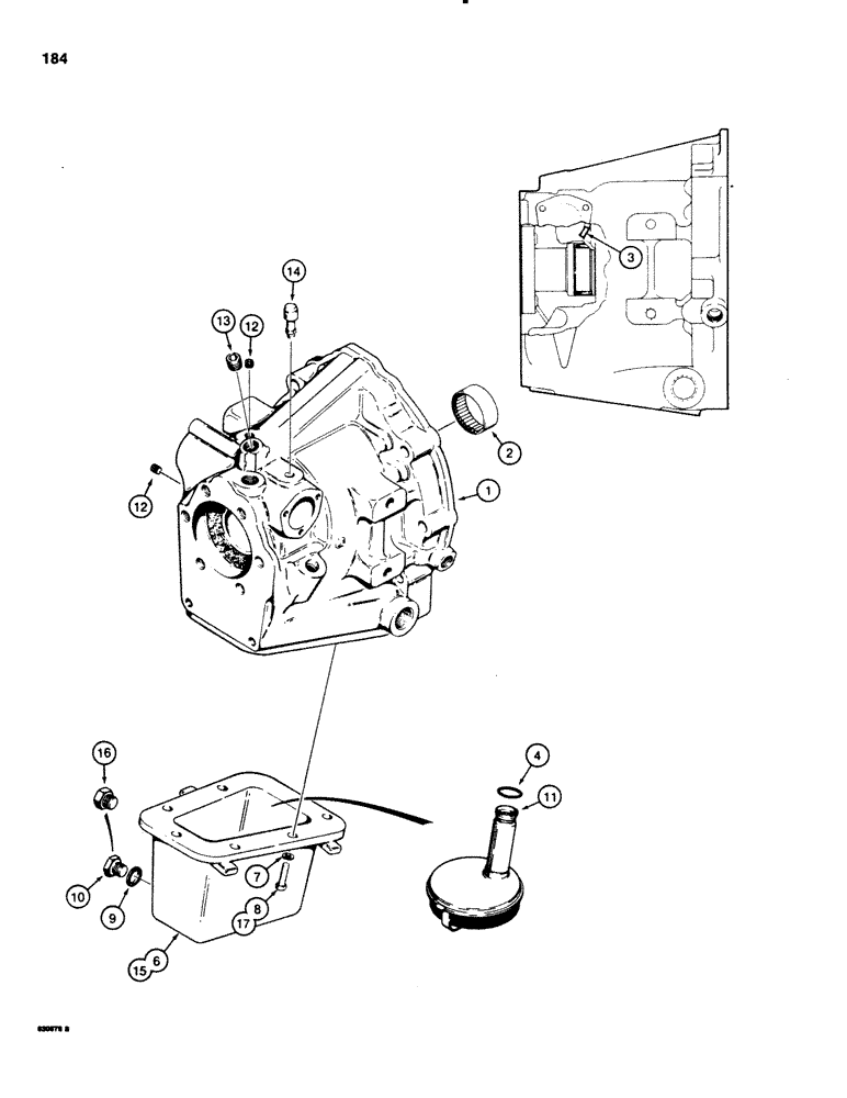 Схема запчастей Case 580SE - (184) - POWER SHUTTLE, HOUSING AND OIL PAN (06) - POWER TRAIN