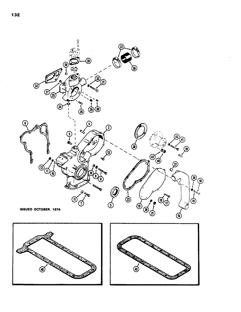 Схема запчастей Case 480B - (013E) - TIMING GEAR COVER CONVERSION KIT, (188) DIESEL ENGINE, TO CONVERT ONE PIECE COVER TO TWO PIECE COVER 