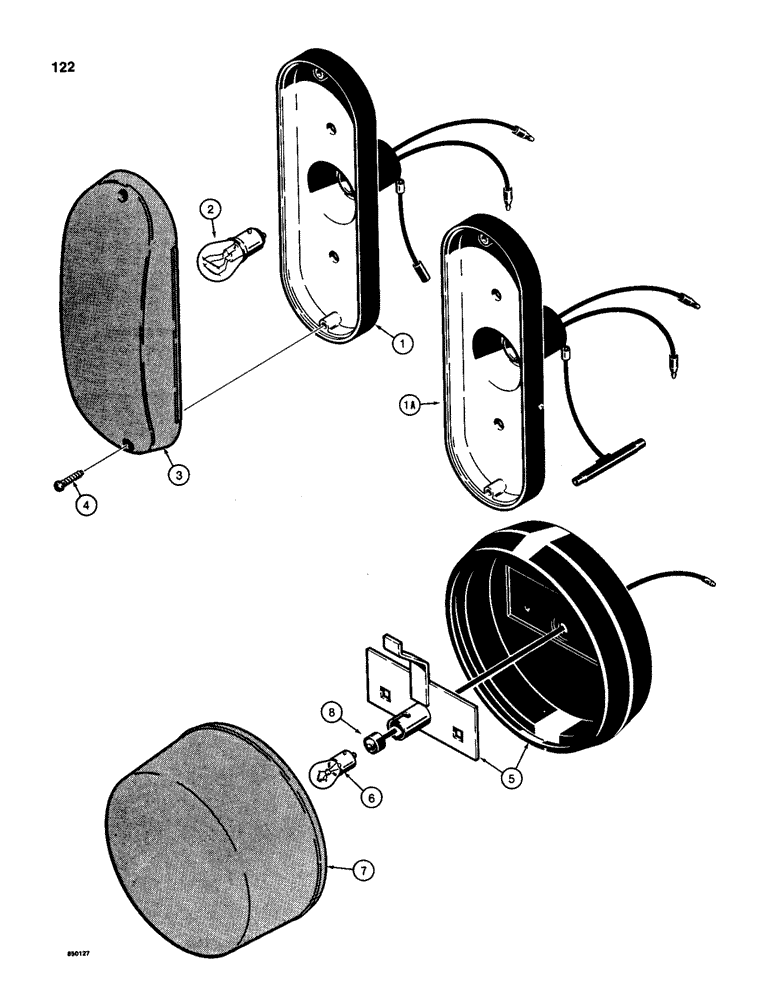 Схема запчастей Case 580D - (122) - TRACTOR LAMPS, STOP AND TAIL LAMPS (04) - ELECTRICAL SYSTEMS