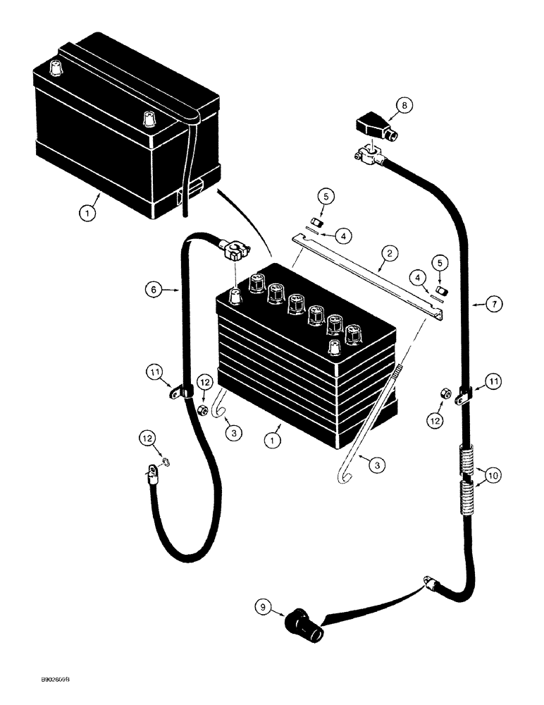 Схема запчастей Case 1818 - (4-24) - BATTERY AND CABLES, GASOLINE MODELS (04) - ELECTRICAL SYSTEMS