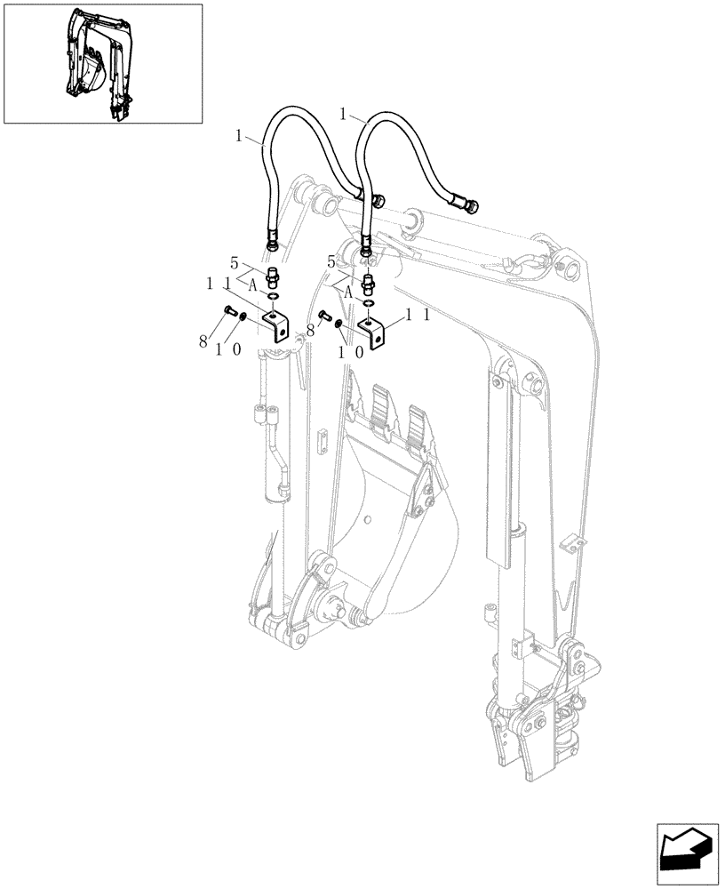 Схема запчастей Case CX16B - (5.0038[03A]) - ARM HYD.LINES (1,22M) (84) - BOOMS, DIPPERS & BUCKETS