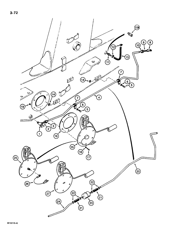 Схема запчастей Case 580K - (03-072) - FUEL RESERVOIR LINES AND FUEL LEVEL SENDER (03) - FUEL SYSTEM