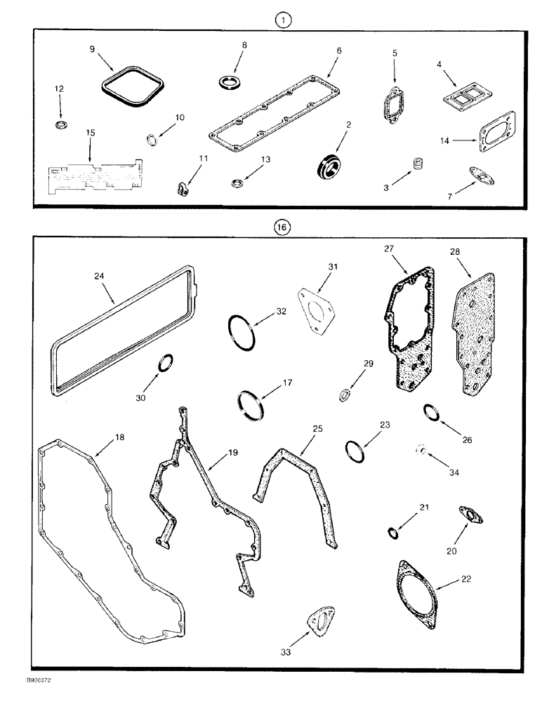 Схема запчастей Case 480F - (2-42) - ENGINE GASKET KITS, 4-390 ENGINE, VALVE GRIND KIT (02) - ENGINE