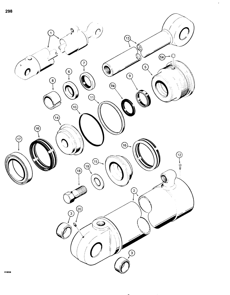 Схема запчастей Case 680G - (298) - G102276 BACKHOE STABILIZER CYLINDER (08) - HYDRAULICS