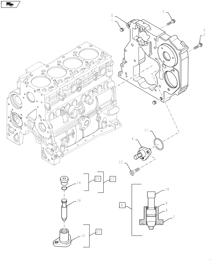 Схема запчастей Case 580SM - (02-12) - CYLINDER BLOCK - COVERS (02) - ENGINE