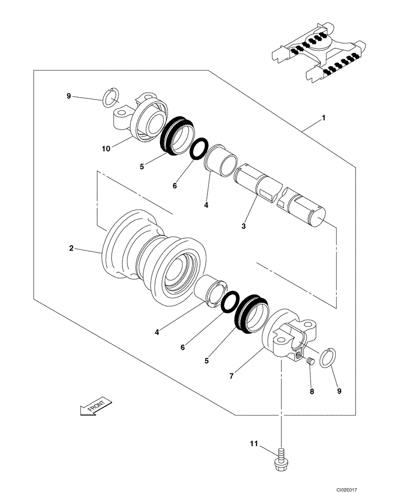 Схема запчастей Case CX135SR - (05-08) - TRACK - ROLLER, LOWER (11) - TRACKS/STEERING