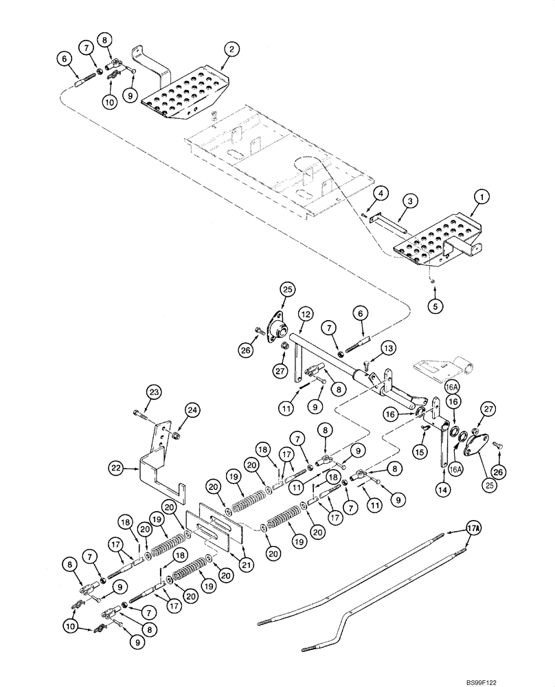 Схема запчастей Case 1845C - (08-22) - CONTROLS - LOADER (FOOT OPERATED) (08) - HYDRAULICS