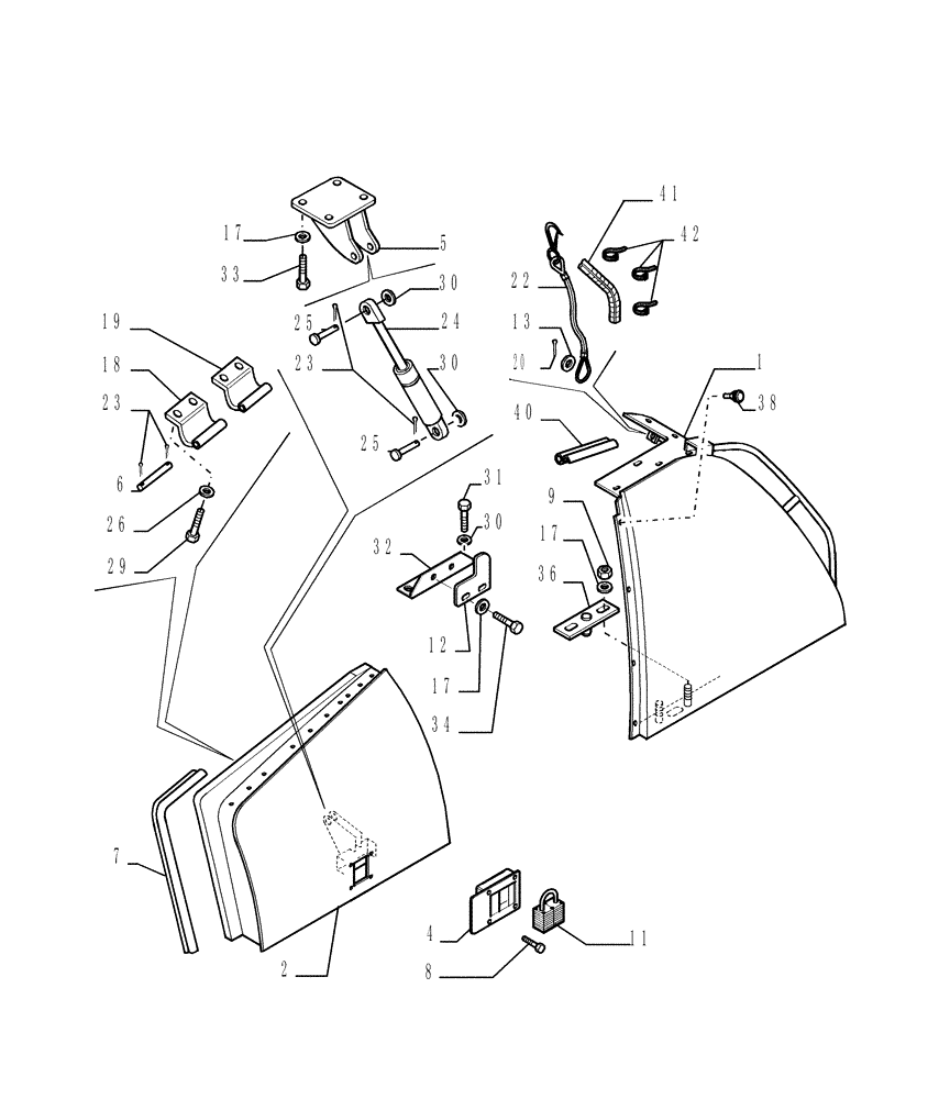 Схема запчастей Case 1850K - (5.645[02]) - ROPS SUPPORT Hoods / Operators Compartment